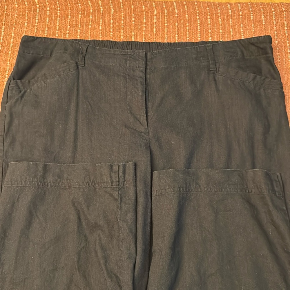 J. Jill Charcoal Black Linen Stretch Pants - Picture 2 of 10
